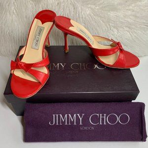 Jimmy Choo Red Leather Mule Heels